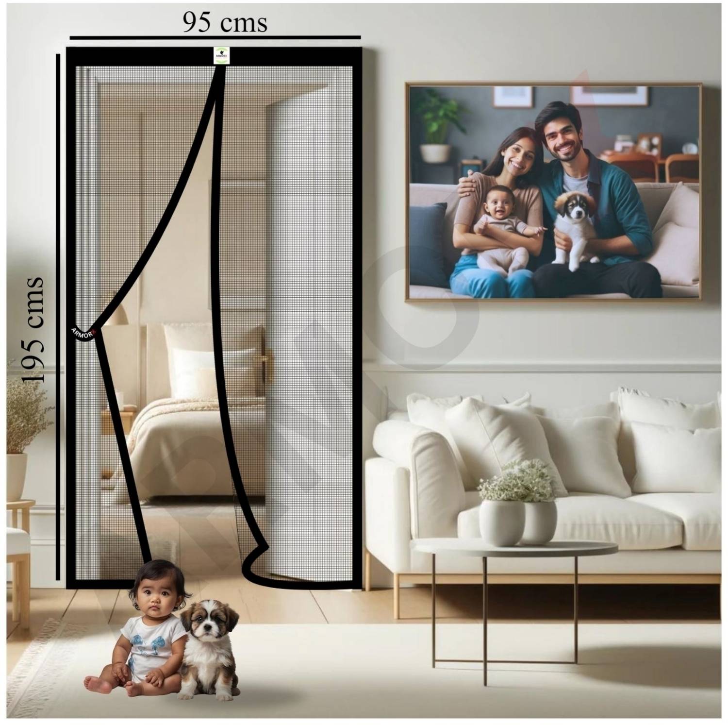 ARMORX Magnetic Door Polyester Washable Adults Mosquito Net