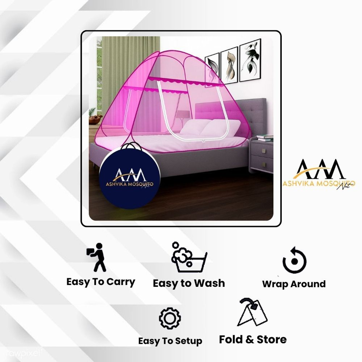 Image of Ashvika mosquitoNet Double bed size 6x6 6.5x6.5 7x7 ft Polyester Adults Mosquito Net