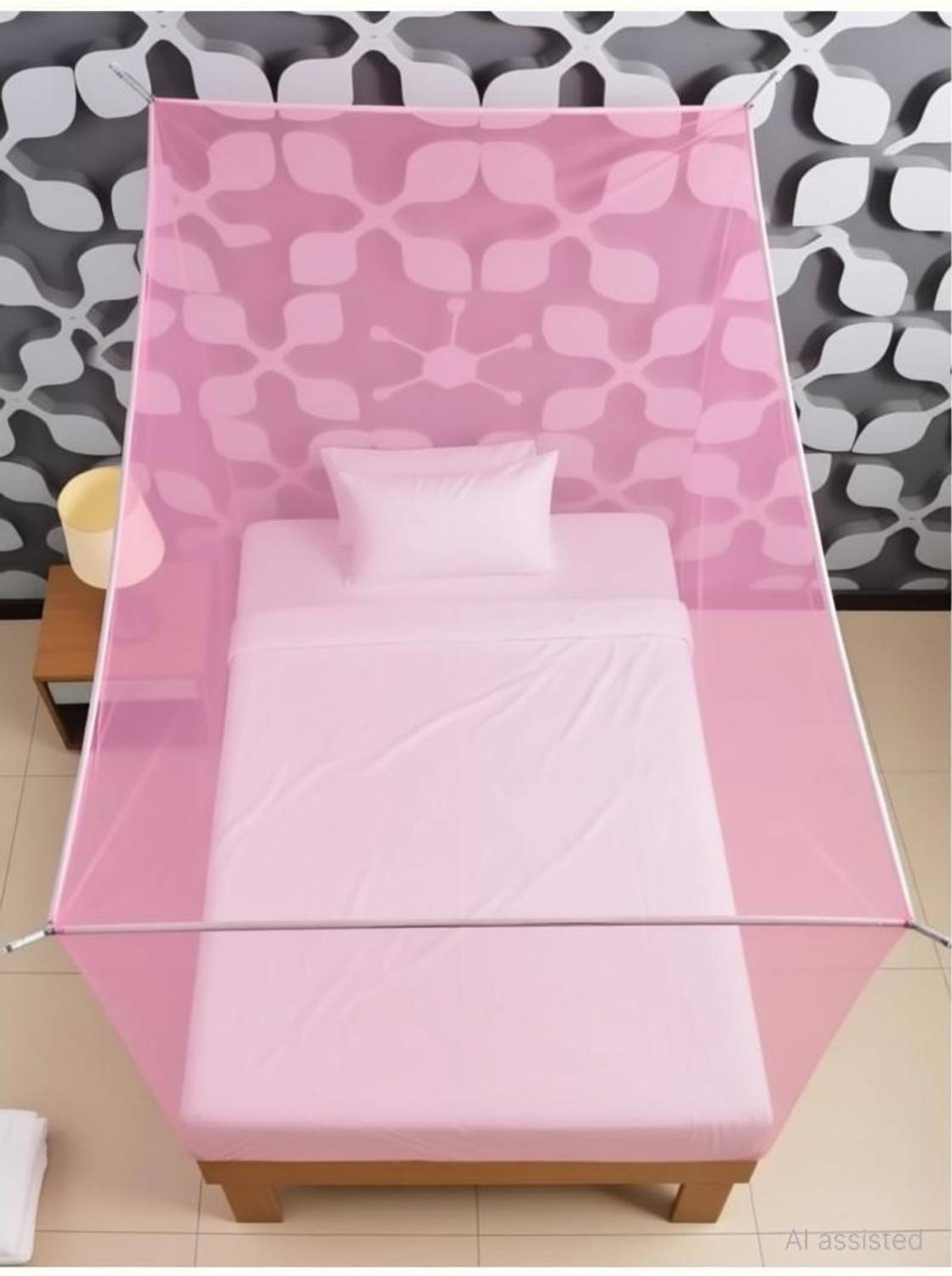 AmazeMe 3x6 Feet Pink Color for Single Size Bed Polyester Washable Adults Mosquito Net