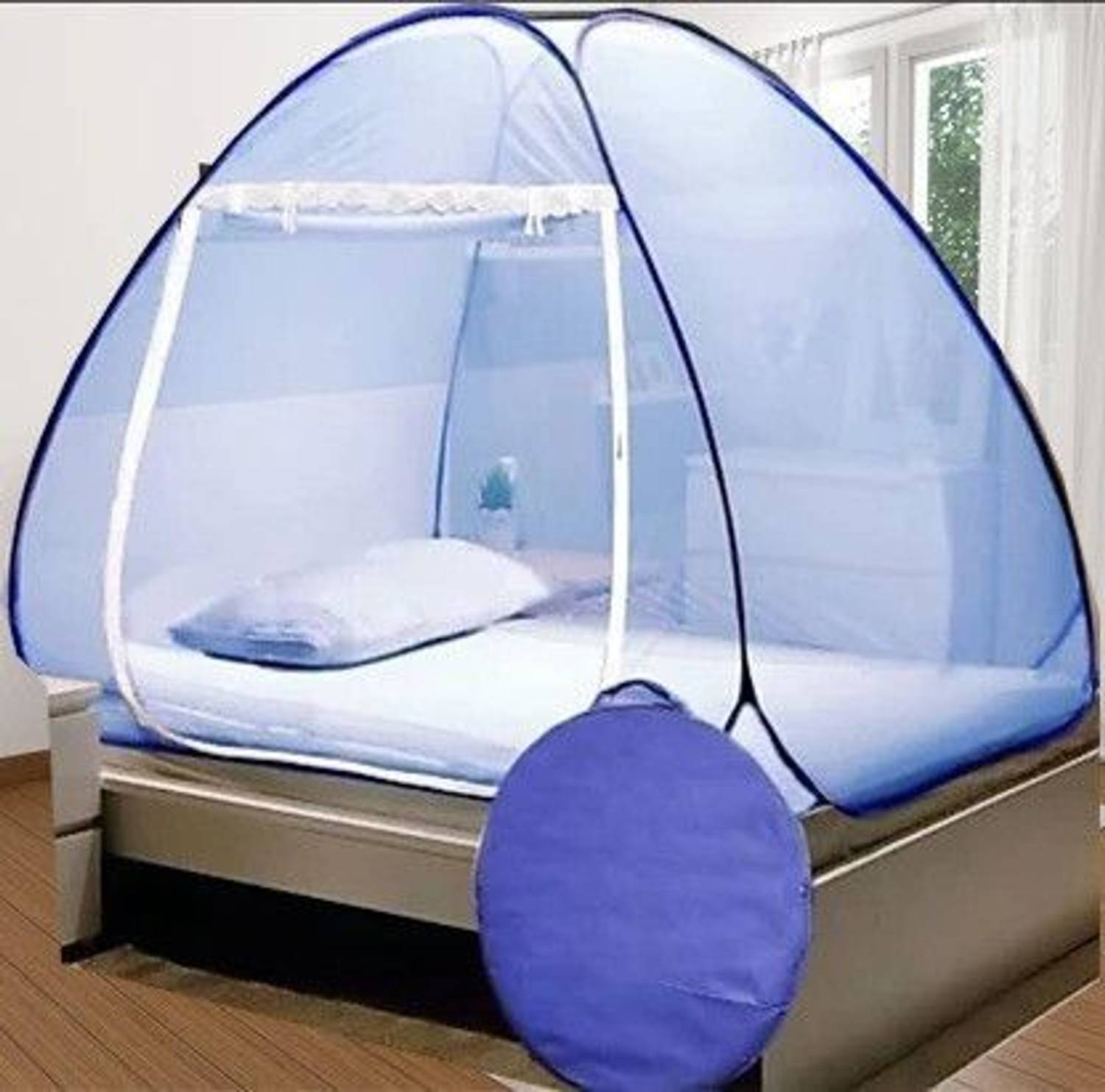 BELSODINE BLUE machhardani double bed 8x8 machardani king size machardani king size doubl Polyester Washable Adults Mosquito Net