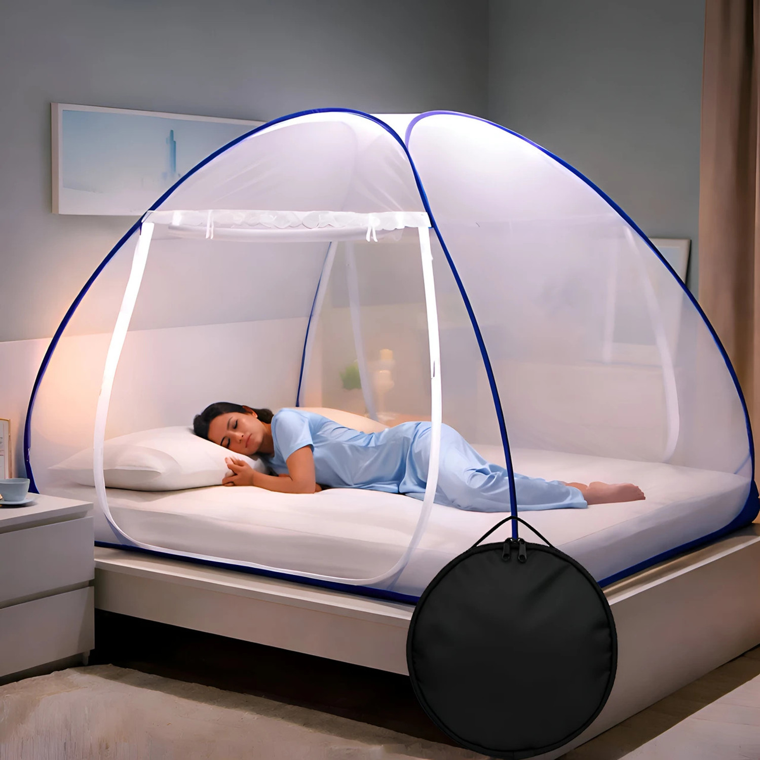 Image of NIVASH ENTERPRISE Foldable Machhardani Double Bed Polyester Adults Mosquito Net