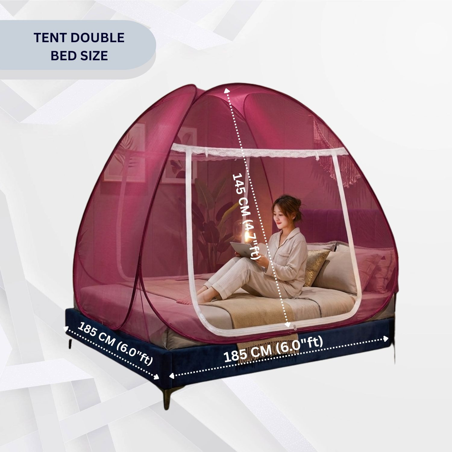 Image of Ashvika mosquitoNet Double size bed 6x6 , 6.5x6.5 ft Premium Cotton Washable Adults Mosquito Net