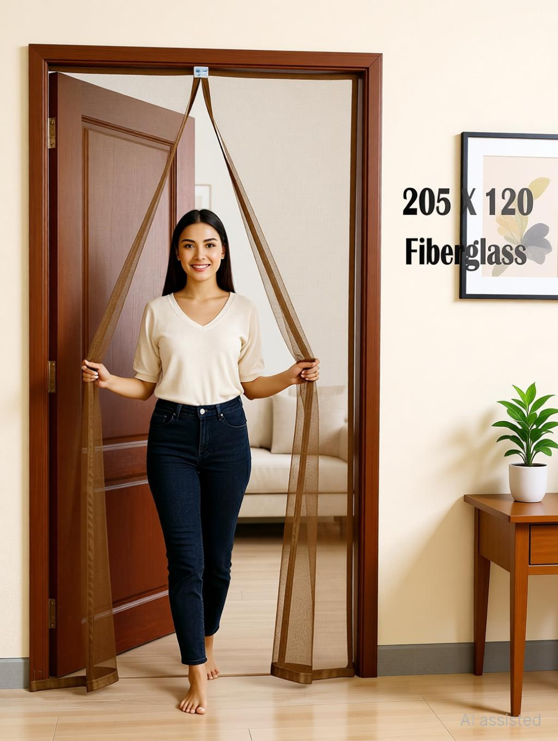 Image of OneNest (205*120 cm) Fiberglass door curtain with magnet Fibre Washable Adults Mosquito Net