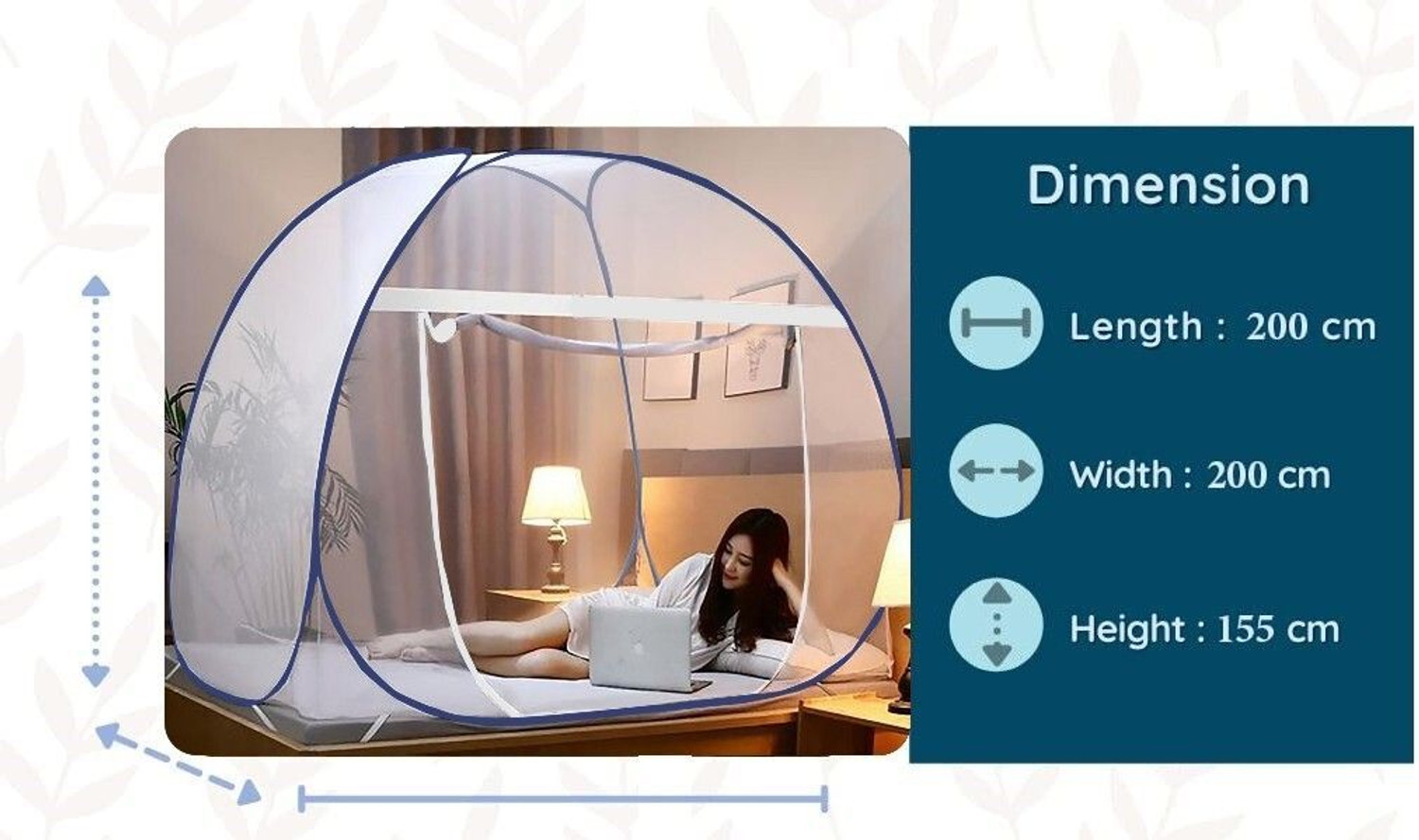 Image of TLK-HWB Strong Premium*Large Pro Foldable Net With Ventilation*Corrosion Resistant Steel Polyester Washable Adults Mosquito Net