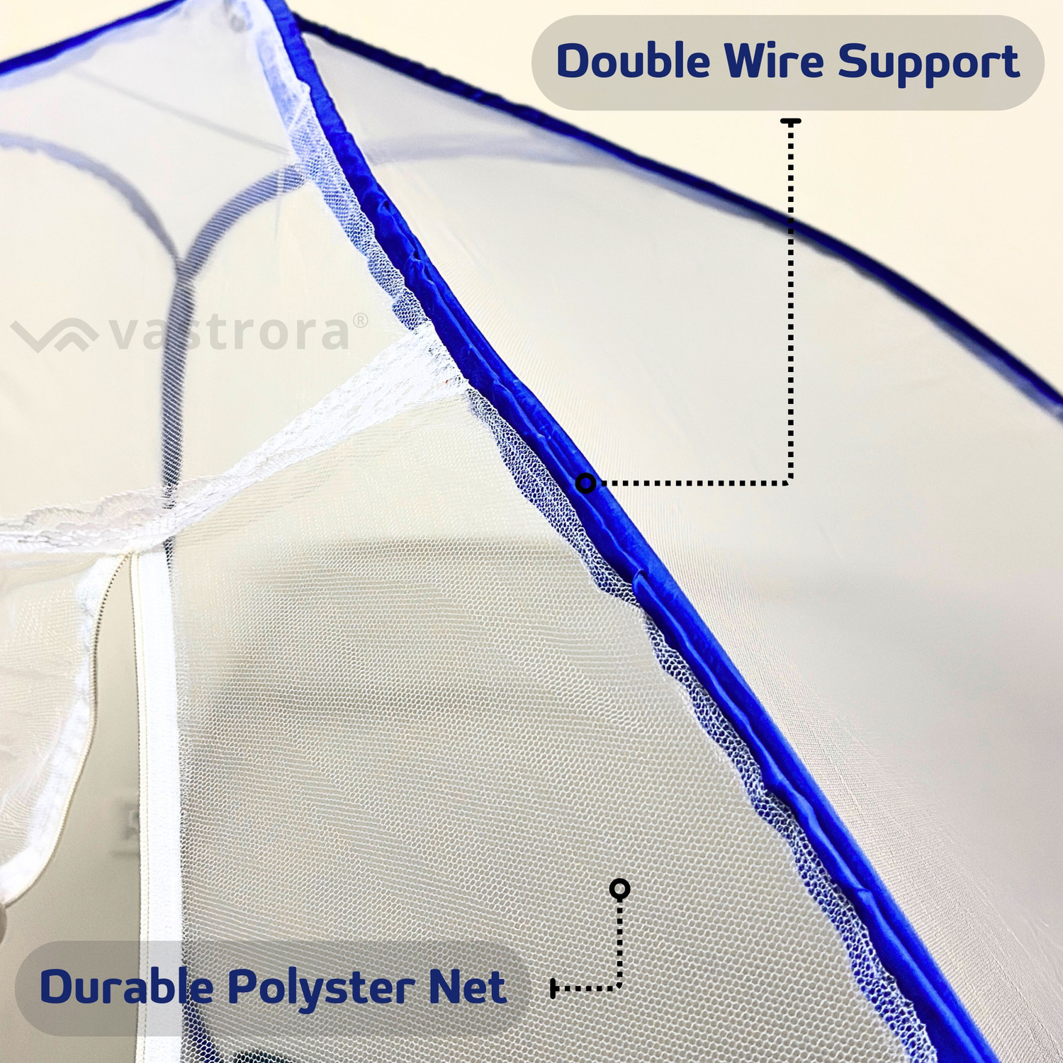 Image of Vastrora Foldable Macchar Dani for Double Bed 72x72 Inch Polyester Washable Adults Mosquito Net
