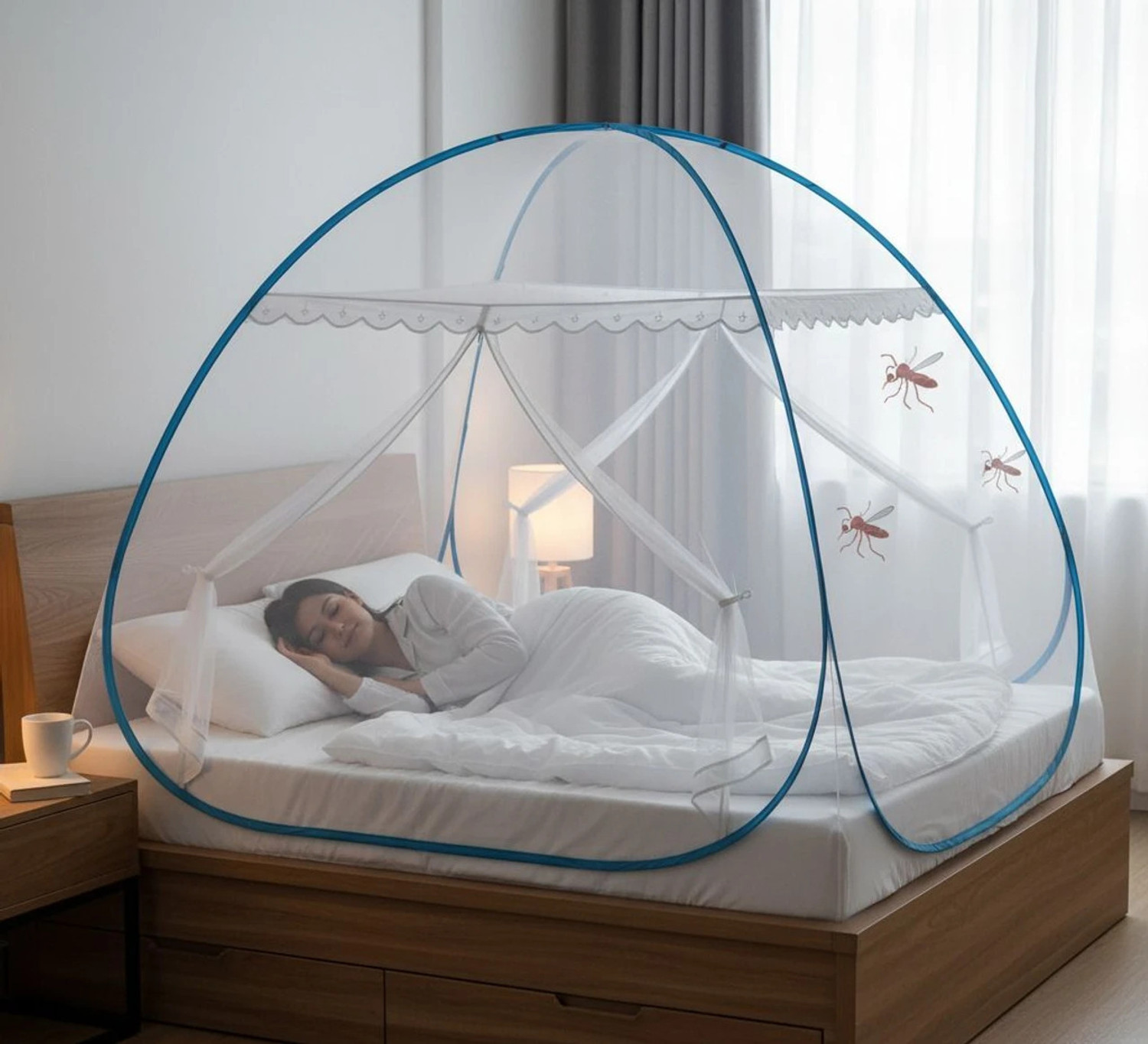 Image of NIVASH ENTERPRISE Foldable Machhardani Double Bed Polyester Adults Mosquito Net