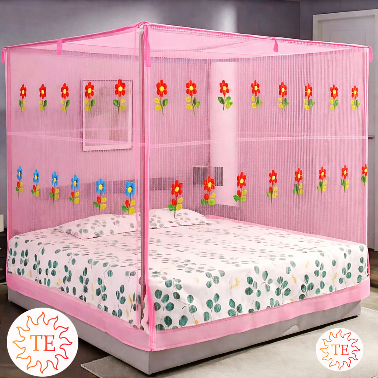 Image of Privine double bed PINK 6*7ft bed box Polyester Washable Adults Mosquito Net Polyester Washable Adults Mosquito Net
