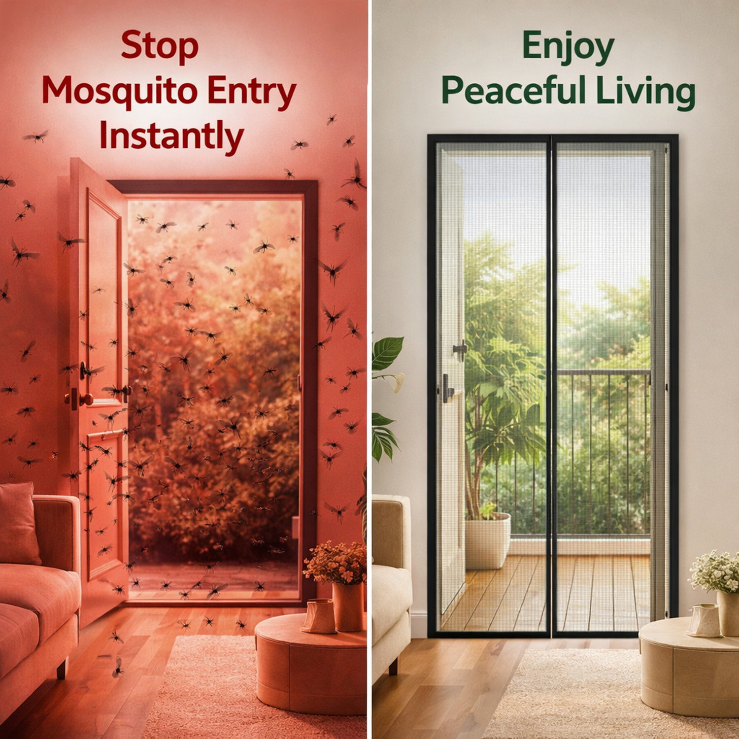 Image of VEENOVA Premium Magnet Curtains for Door for Large Doors Polyester Washable Adults Mosquito Net