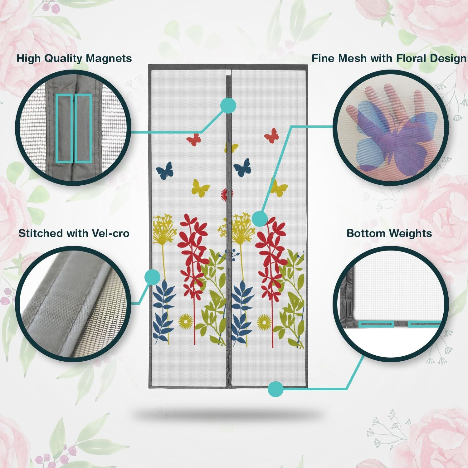 Image of SafeMyles Magnetic Door Mosquito Net - Easy Fit, Breathable & Mosquito Protection Polyester Washable Adults Mosquito Net
