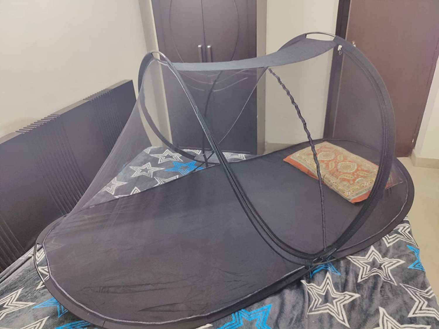 Image of ZOTOFLY Folding Single Bed Mosquito Net Of One Side Gate Polyester Washable Adults Mosquito Net