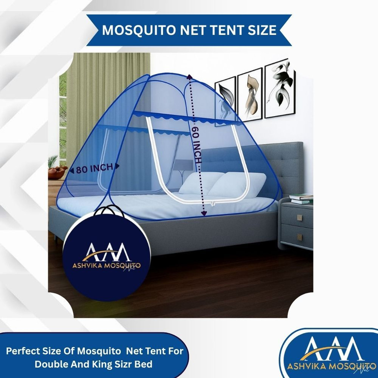 Image of Ashvika mosquitoNet Double bed size 6x6 6.5x6.5 7x7 ft Polyester Adults Mosquito Net