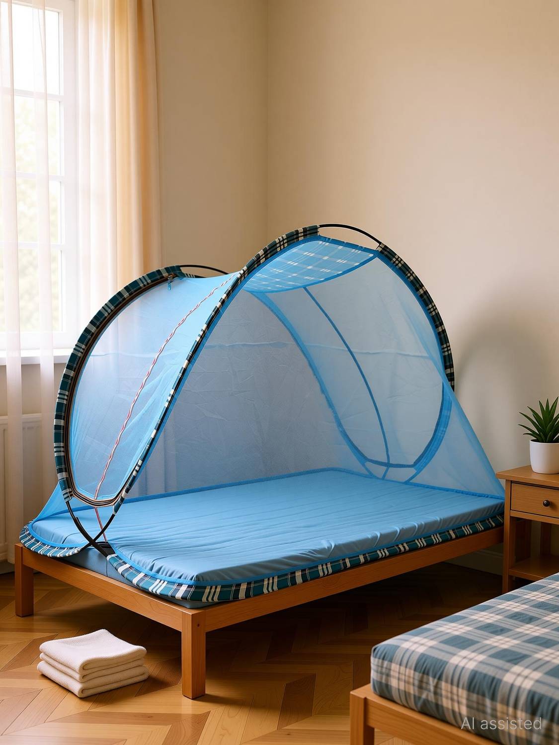 ALSHAHABUDDIN Foldable Single Bed Size (Machhardani) With Base Cloth Cotton Adults Mosquito Net