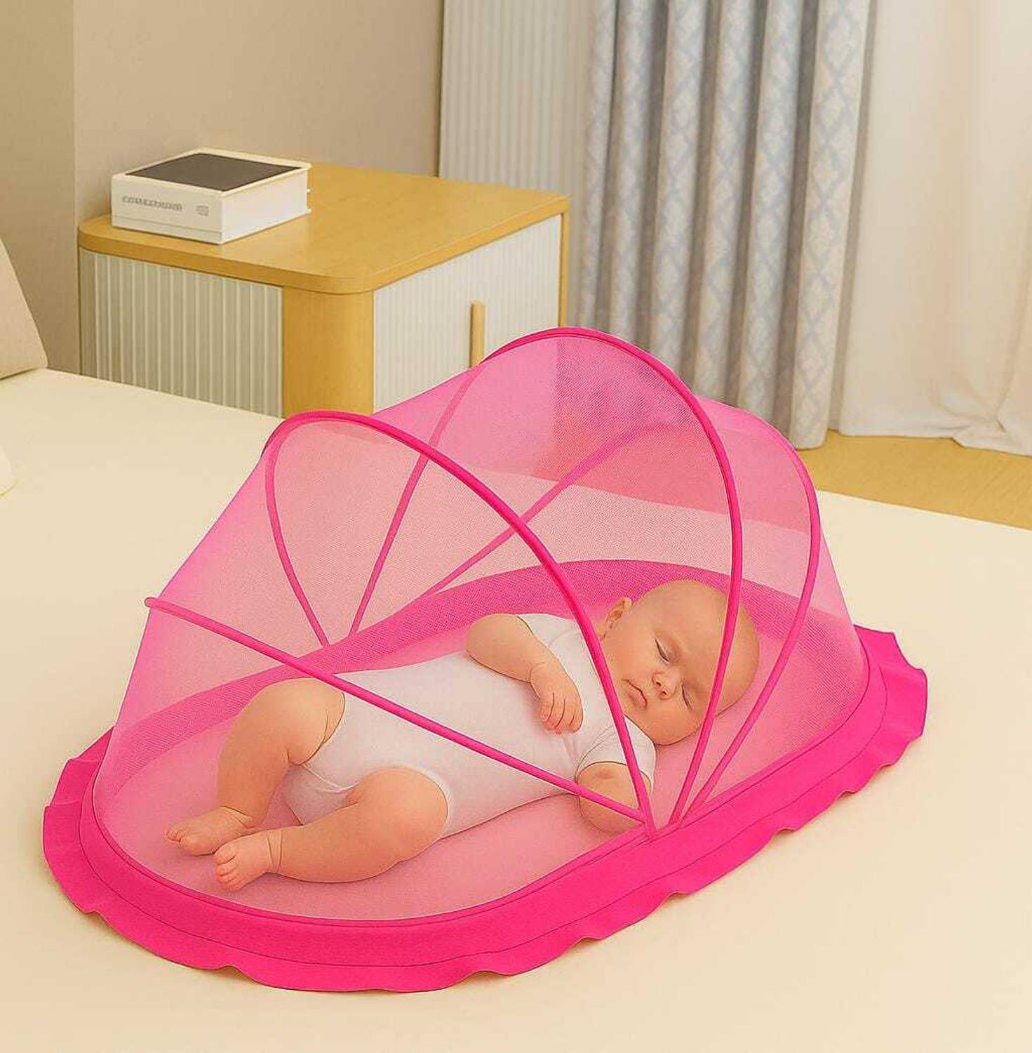 ASTEXTILE Mosquito net baby folding esay color pink size. 0 to24 month HDPE - High Density Poly Ethylene Washable Kids Mosquito Net