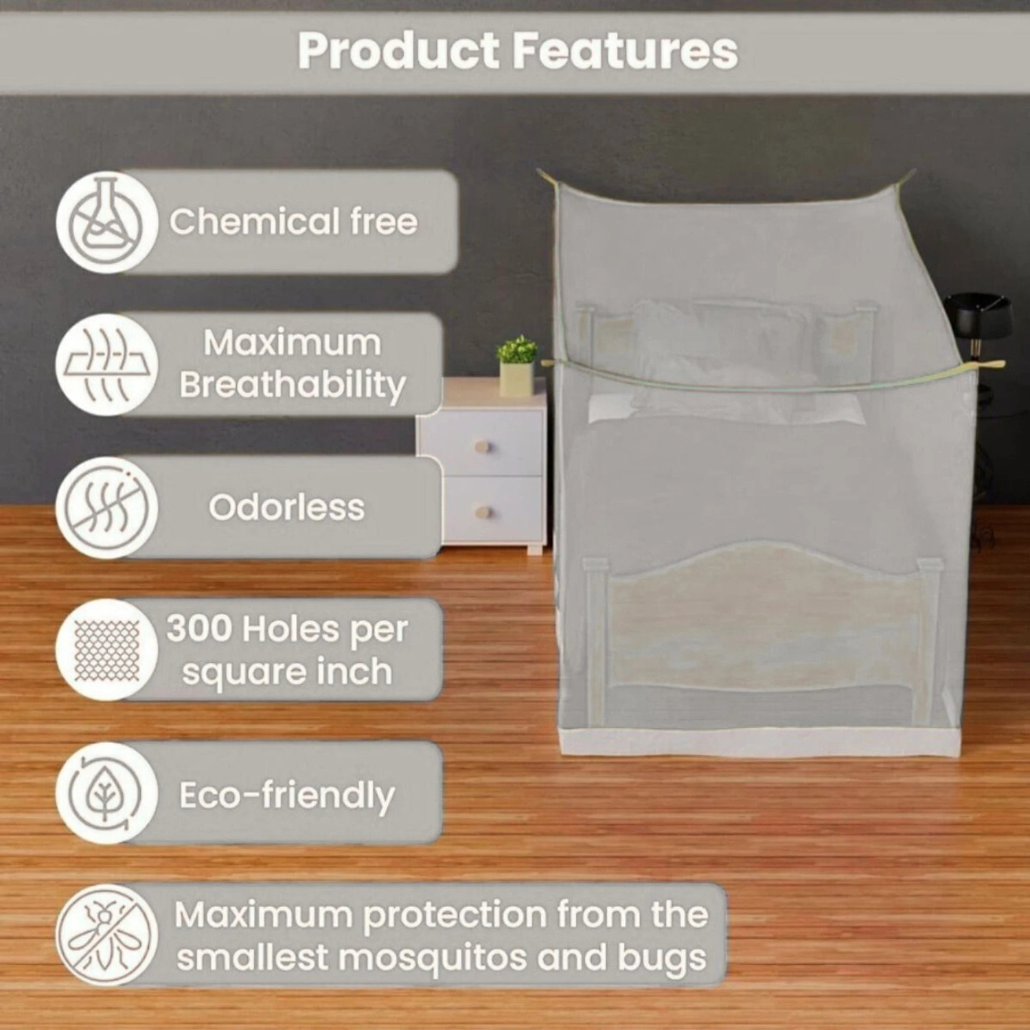 Image of CoverCraze single White mosquito protection net {4x6 ft} Cotton Washable Adults Mosquito Net