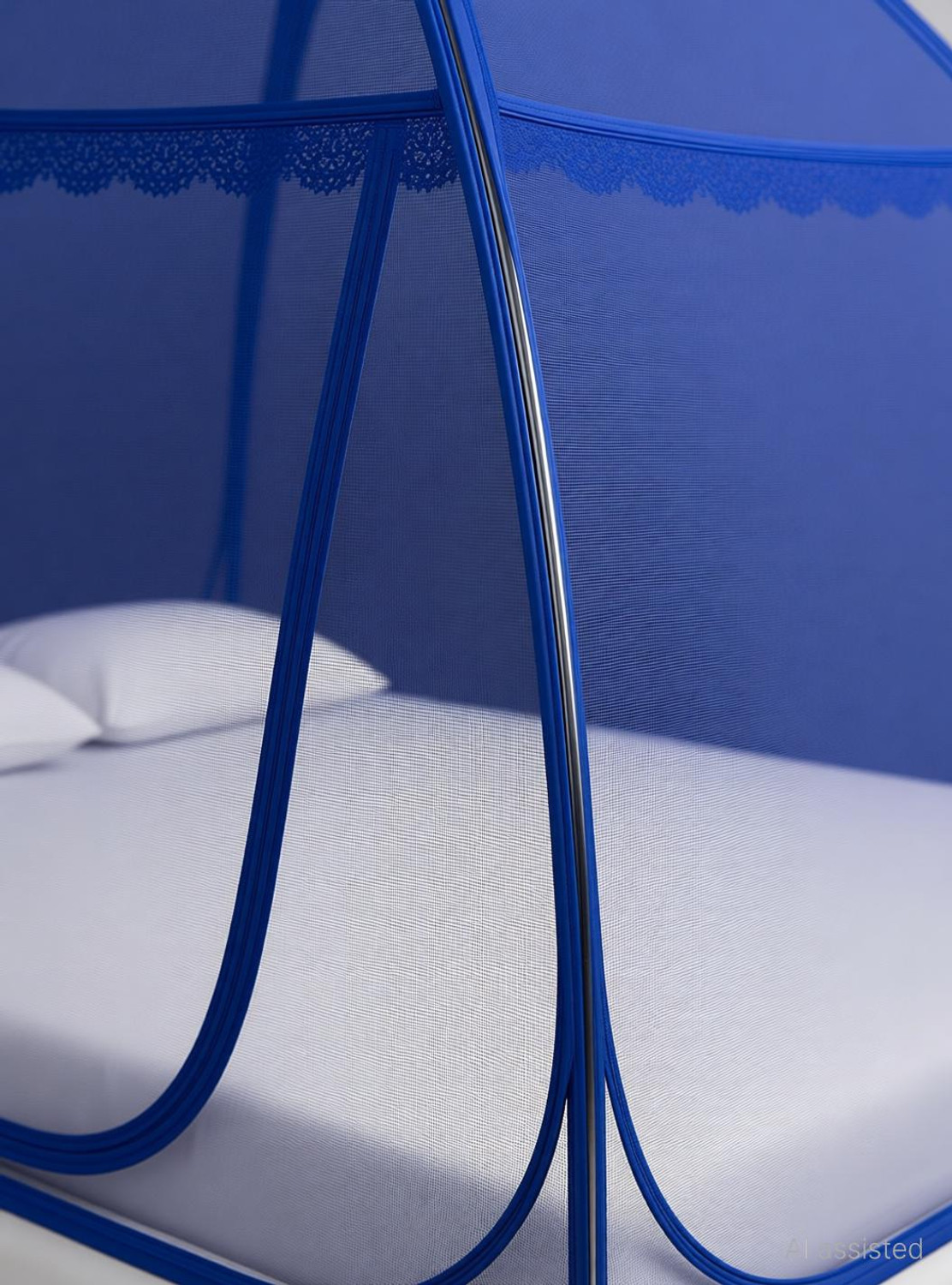 Image of Amprar Large Auto Stand Stainless Steel Mosquito Net for Double Bed Nylon Adults Mosquito Net