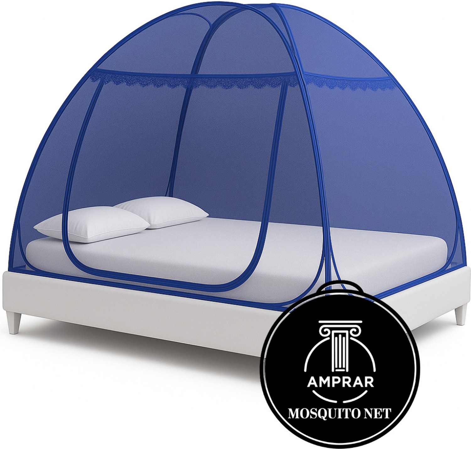 Image of Amprar Large Auto Stand Stainless Steel Mosquito Net for Double Bed Nylon Adults Mosquito Net