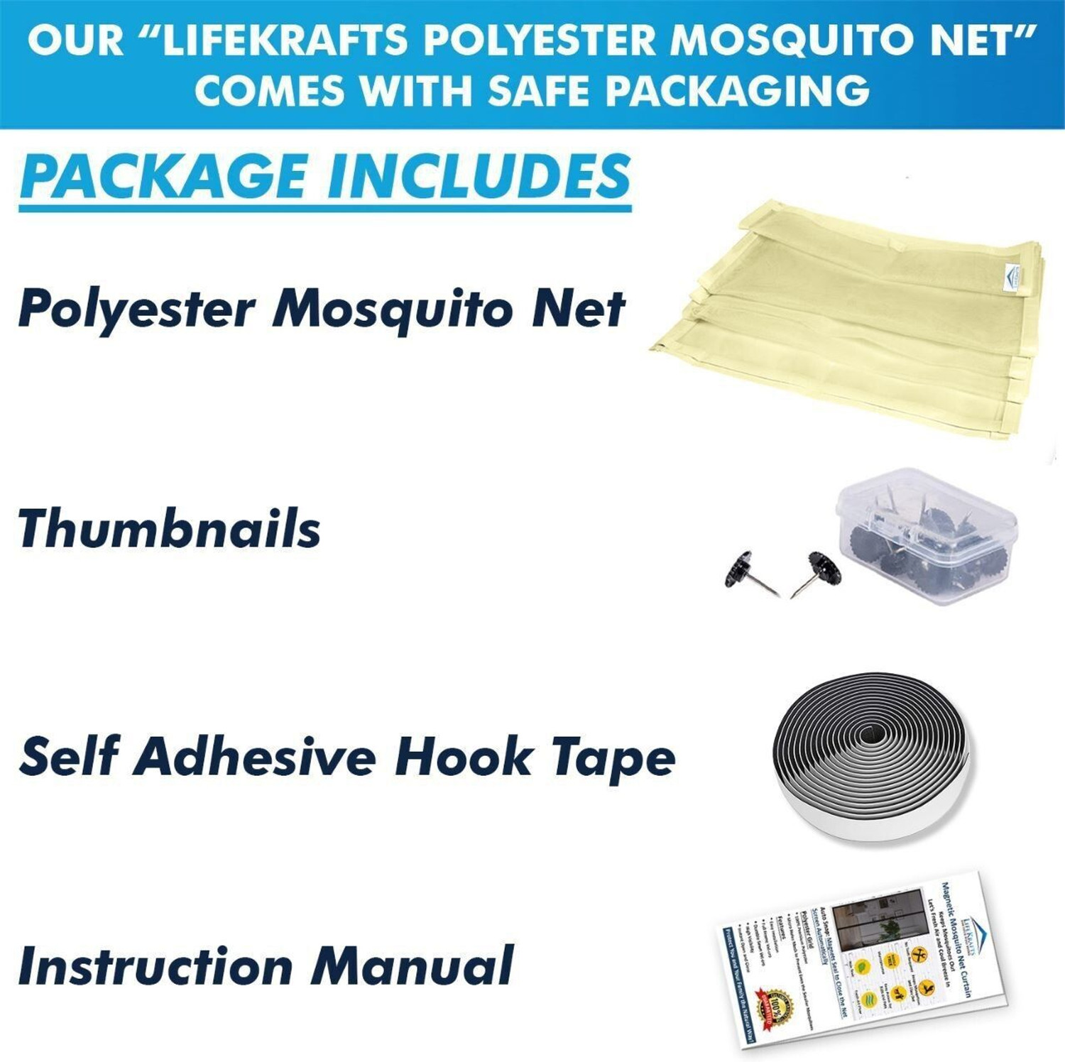 Image of Lifekrafts Auto-Closing Magnetic Door Polyester Washable Adults Mosquito Net