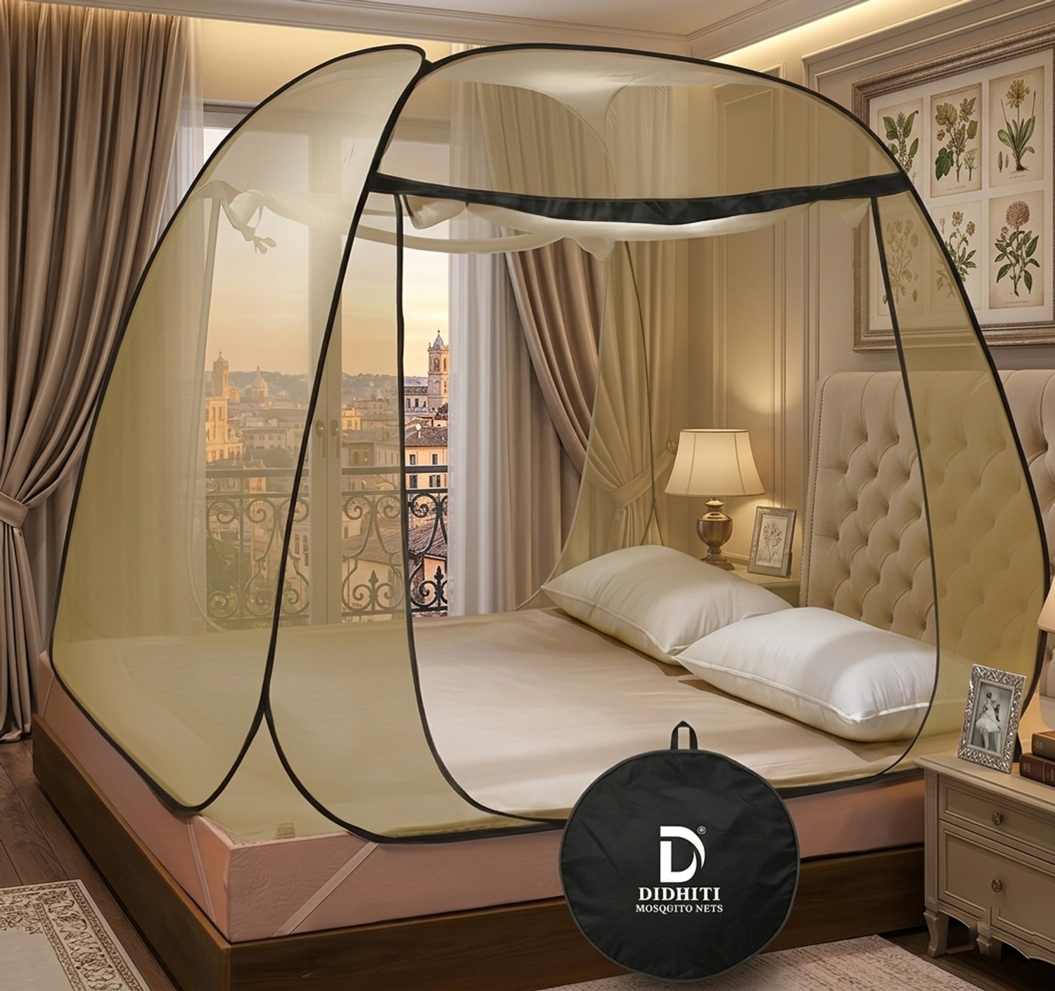 Image of didhiti mosquito net for king size bed 6x6 6.5x6.5 7x7 ft Polyester Washable Adults Mosquito Net
