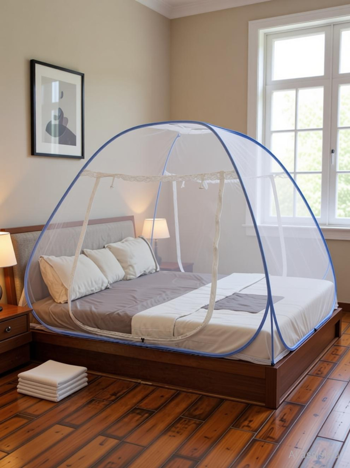 Image of RUGLYNN Premium Net Flexible for All Size Bed Masara Insect Free Version Polyester Washable Adults Mosquito Net