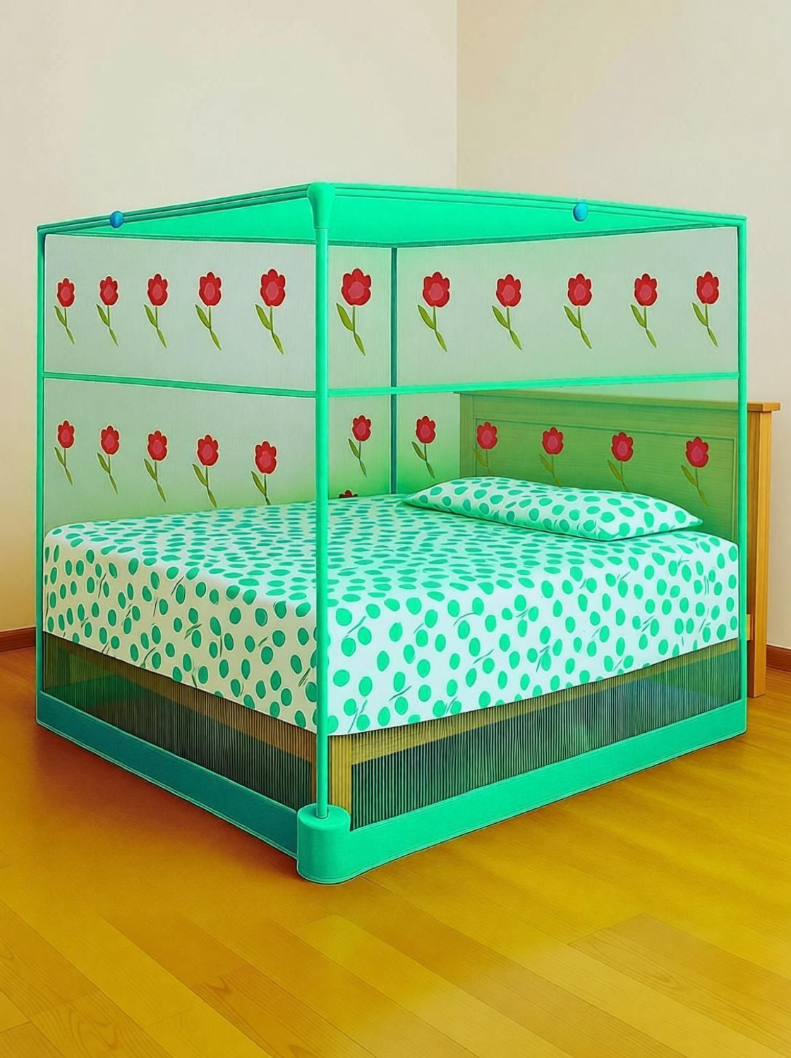 Image of RN ENTERPRISE Queen Size Bed Mint Green (6 x 7 Feet) Cotton Washable Adults Mosquito Net