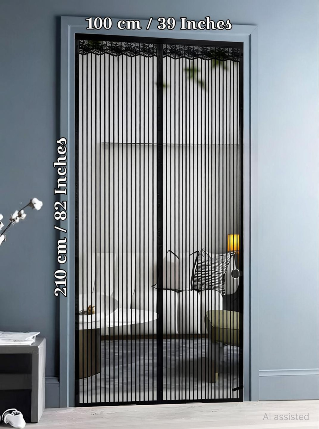 Image of OmliMnet Sliding mosquito net for door:: mosquito magnetic screen door net curtain Polyester Washable Adults Mosquito Net