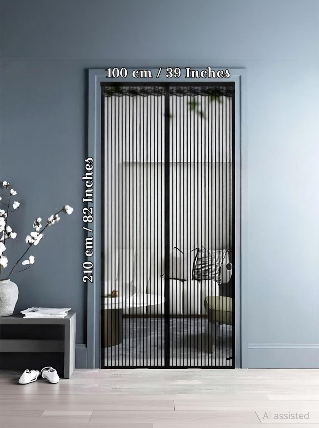 Image of OmliMnet Sliding mosquito net for door:: mosquito magnetic screen door net curtain Polyester Washable Adults Mosquito Net