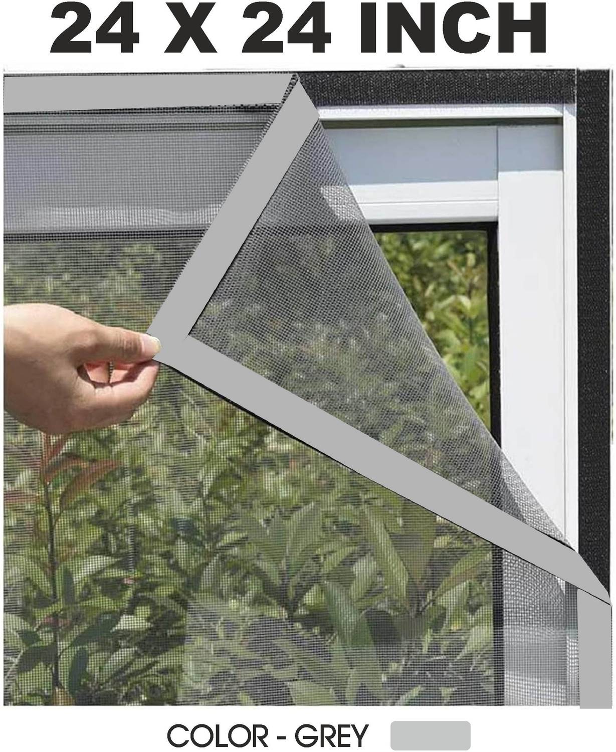 AURALIS Window Mosquito Net Pre Stiched with Adhesive Hook & Loop Tape Polyester Washable Adults Mosquito Net