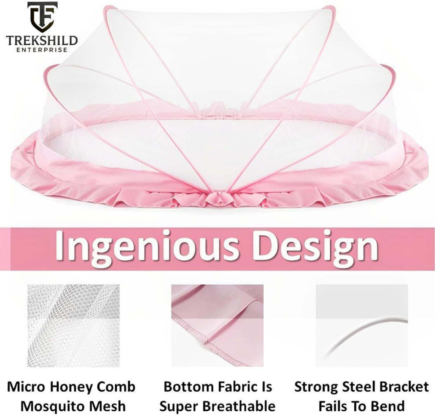 Image of trekshild enterprise Baby Folding Crib Cotton Washable Infants Mosquito Net