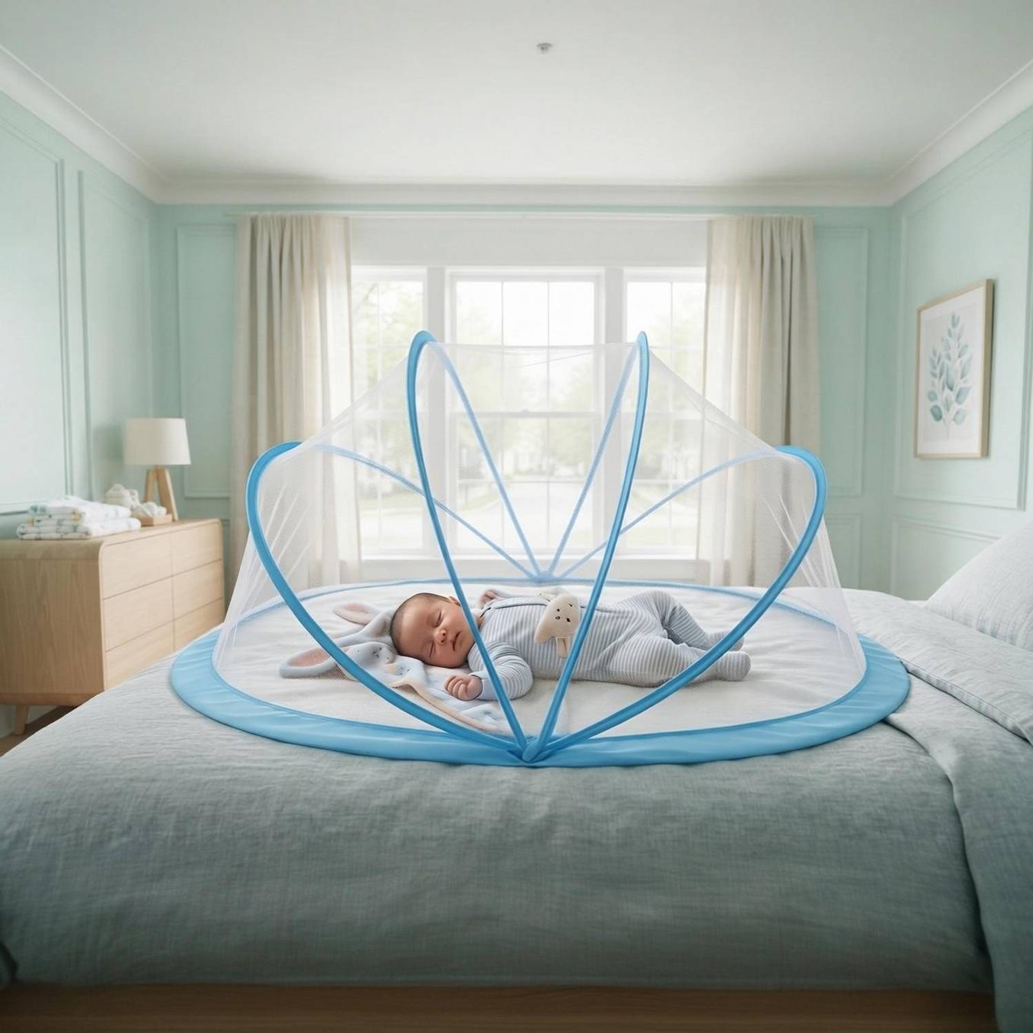 Ajejaj Sky blue crib Polyester Washable Kids Mosquito Net