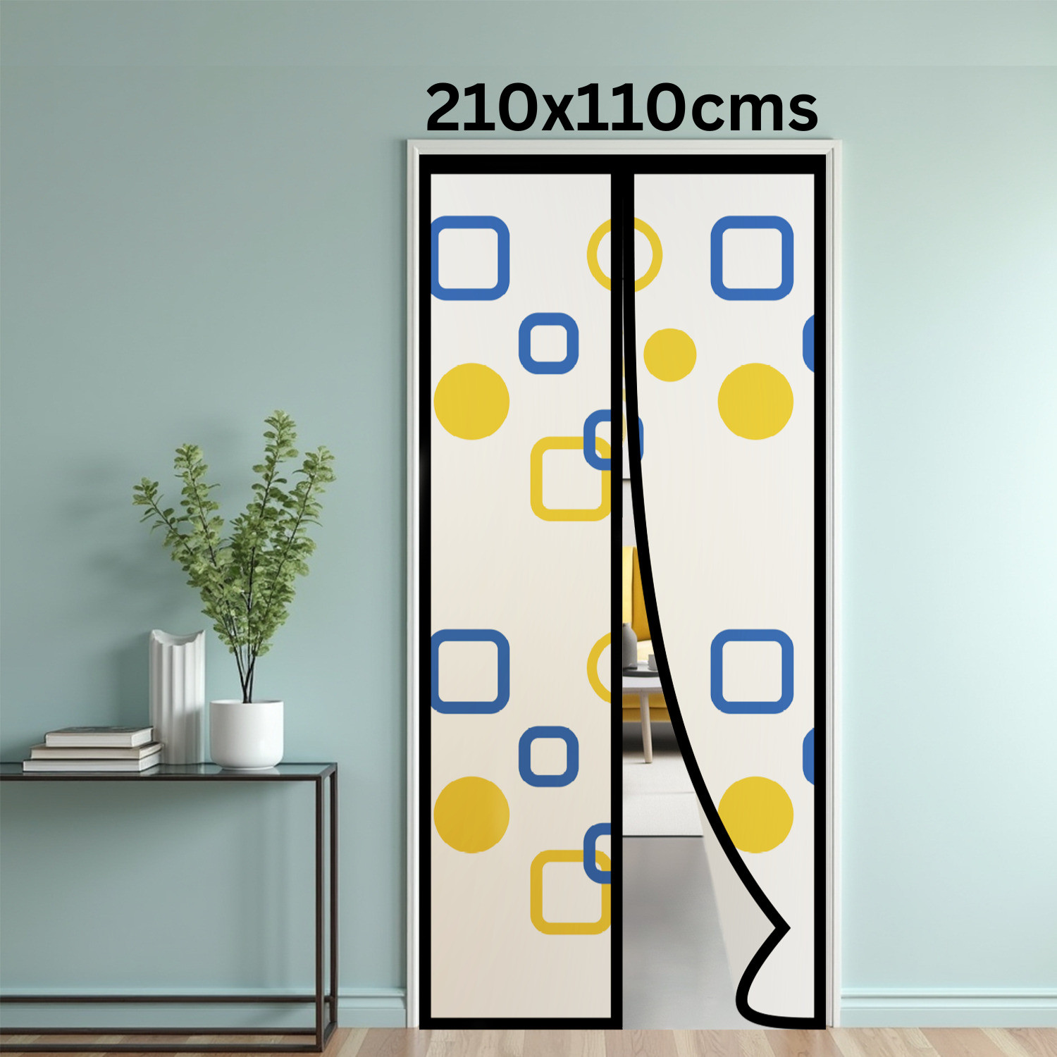 Image of TurtleGrip Magnetic AC Door Curtain- Insulated Thermal Cover, Printed Design,Auto Closing HDPE - High Density Poly Ethylene Washable Adults Mosquito Net