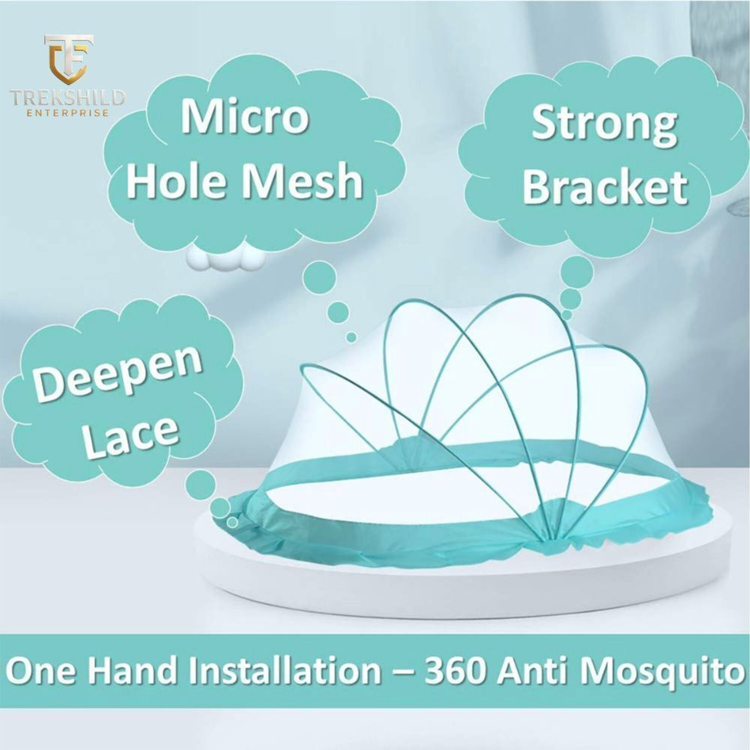 Image of trekshild enterprise Baby Folding Crib Polyester Washable Kids Mosquito Net