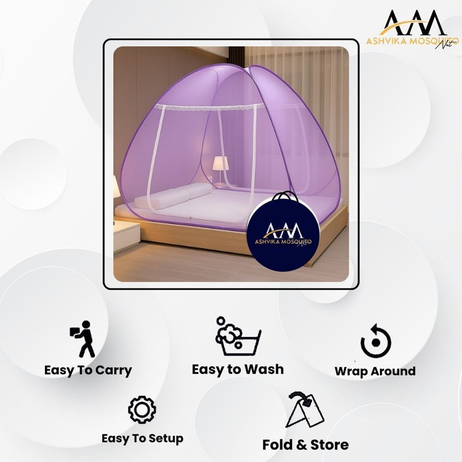 Image of Ashvika mosquitoNet Double and King size bed 6x6 6.5x6.5 7x7 ft Polyester Adults Mosquito Net
