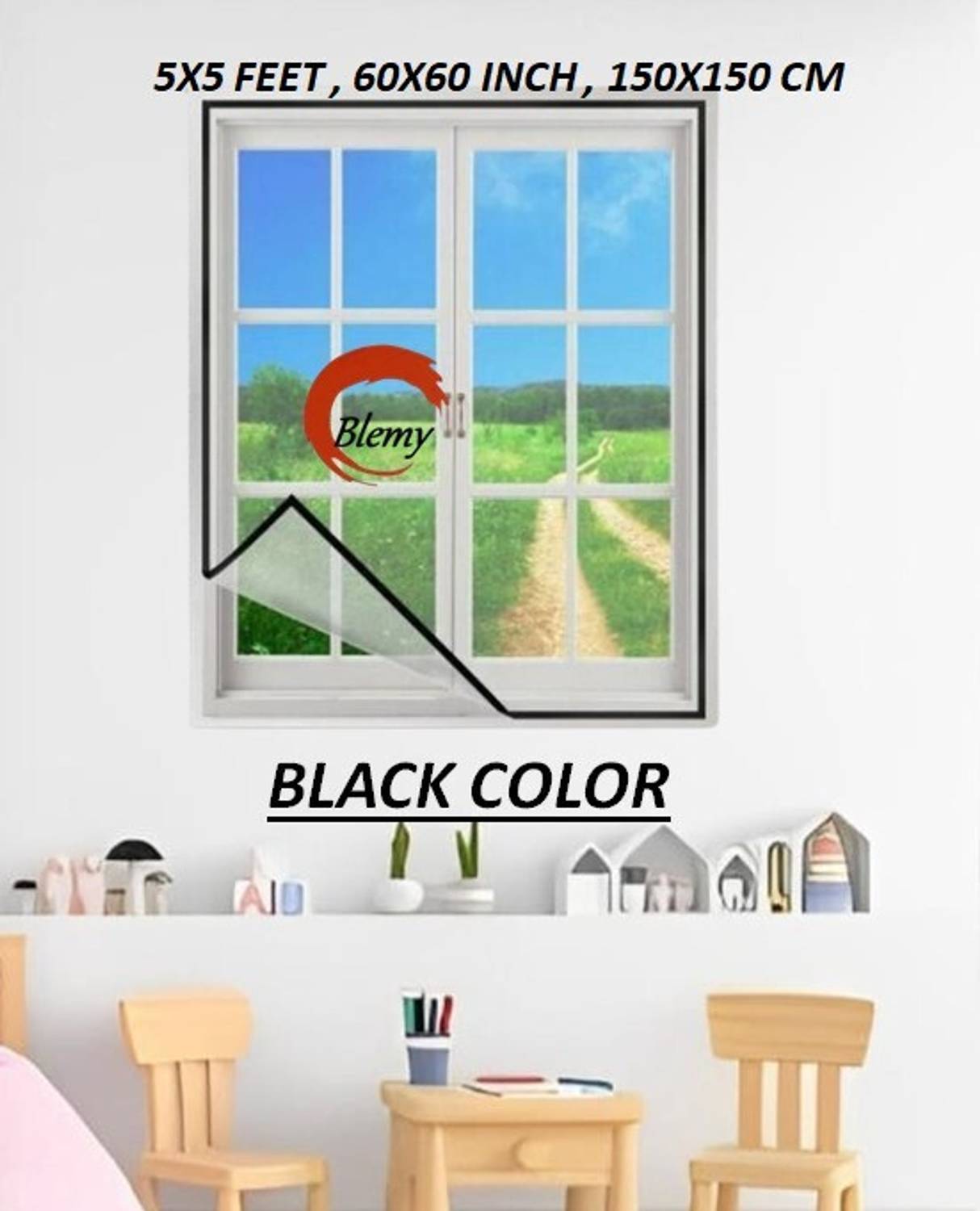 BLEMY 5X5 BLACK-BESTQUALITY HDPE - High Density Poly Ethylene Washable Adults Mosquito Net
