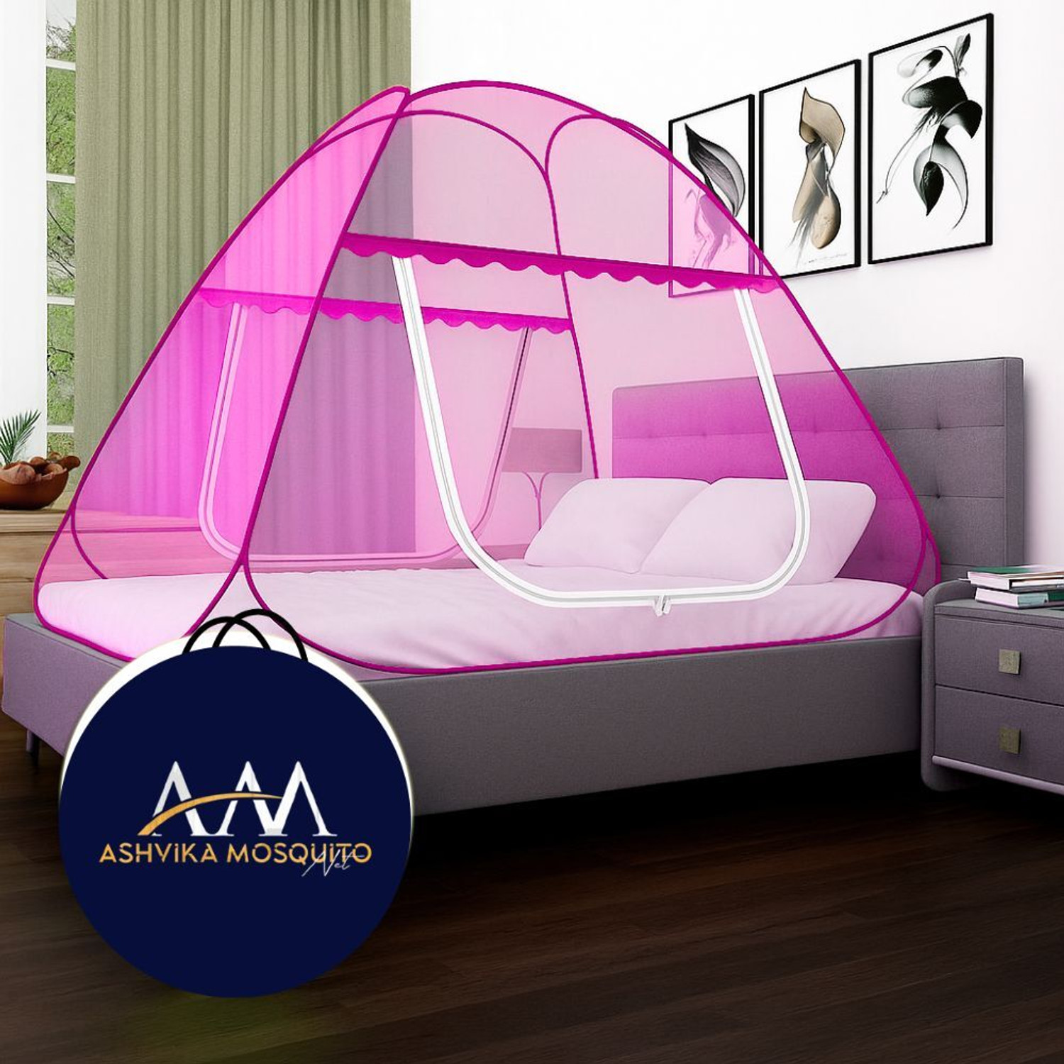 Image of Ashvika mosquitoNet Double bed size 6x6 6.5x6.5 7x7 ft Polyester Adults Mosquito Net