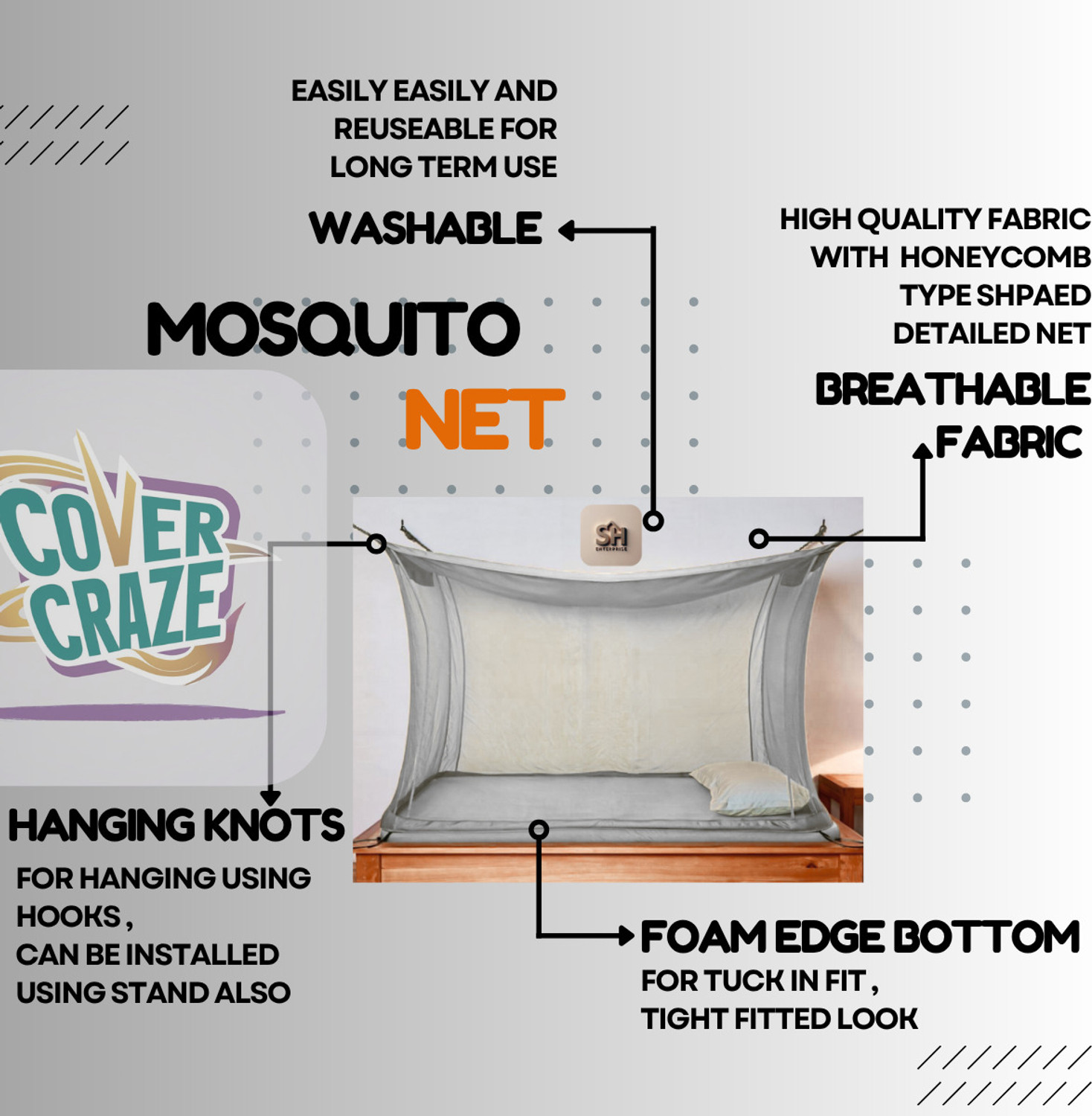 Image of CoverCraze single White mosquito protection net {4x6 ft} Cotton Washable Adults Mosquito Net