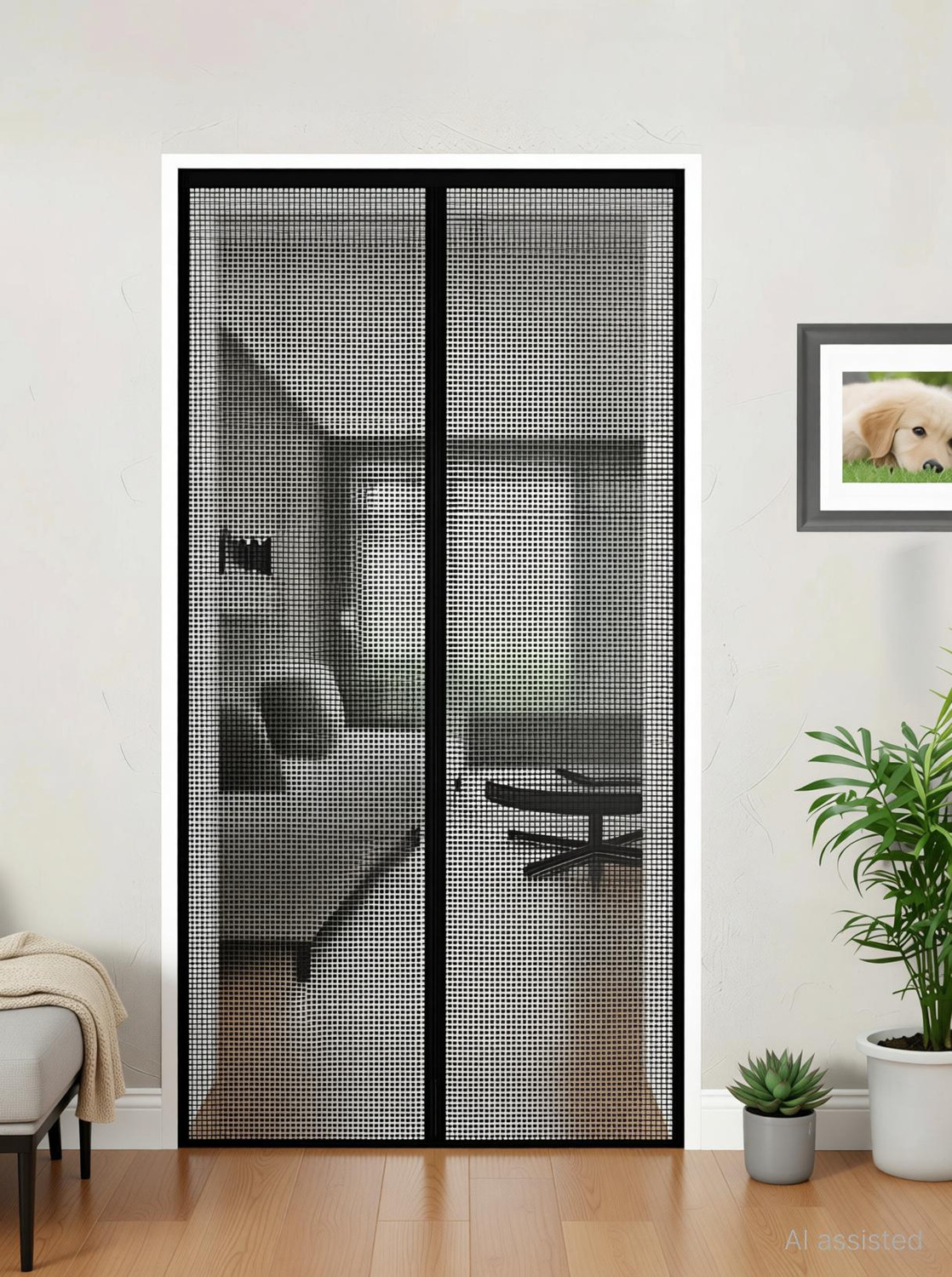 Image of Twolight Auto-Closing Magnetic Door Polyester Washable Adults Mosquito Net