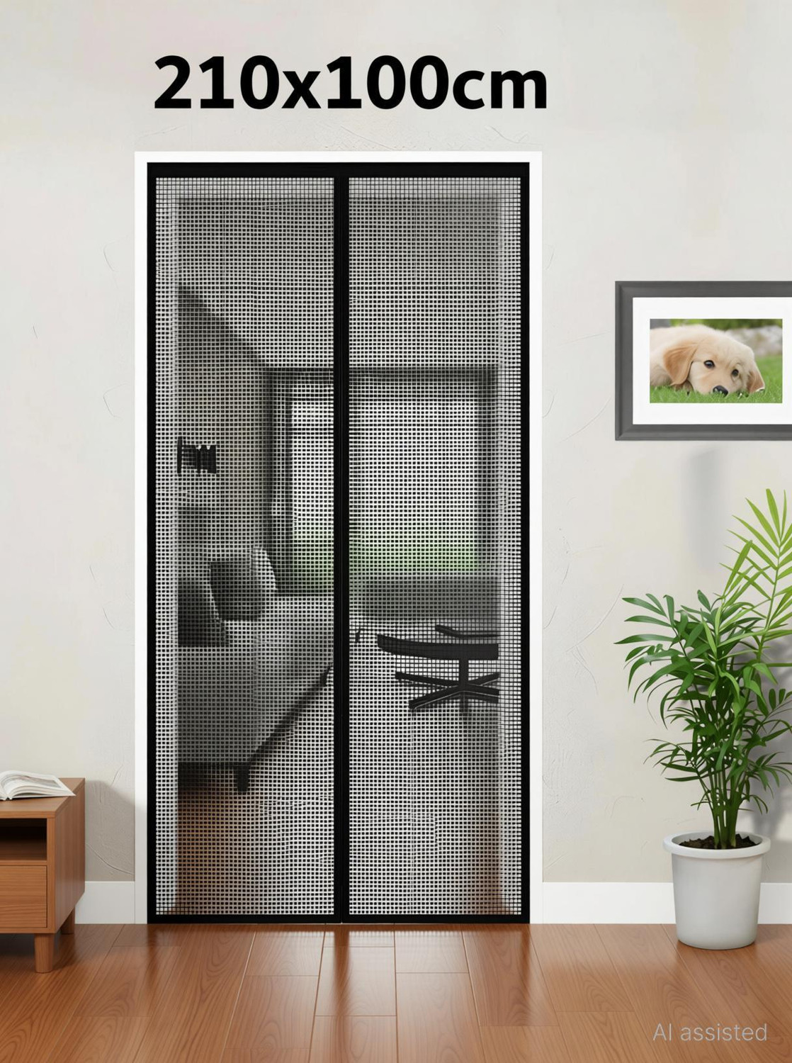 Image of Twolight Auto-Closing Magnetic Door Polyester Washable Adults Mosquito Net
