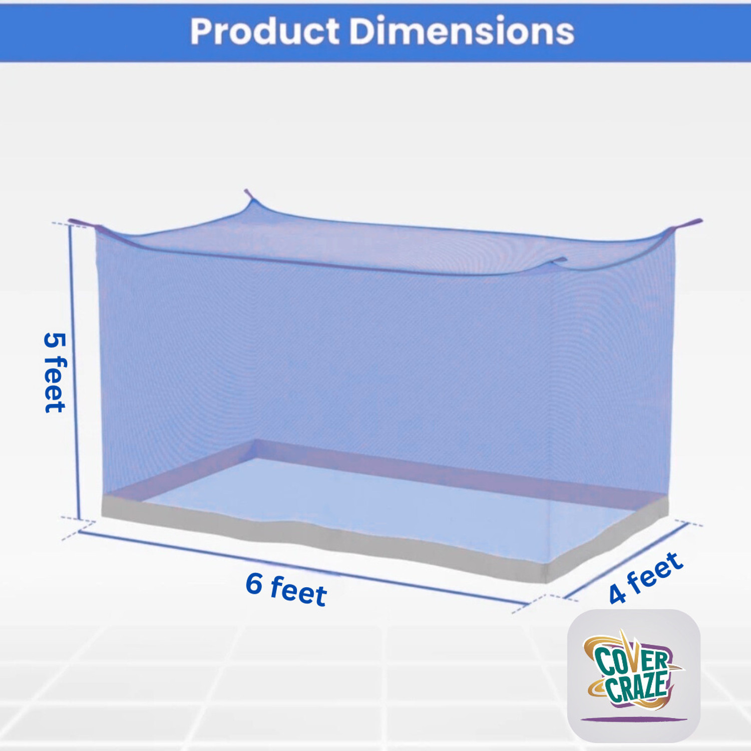 Image of CoverCraze single bed blue mosquito protection net {4x6 ft} machhardani hanging Cotton Washable Adults Mosquito Net