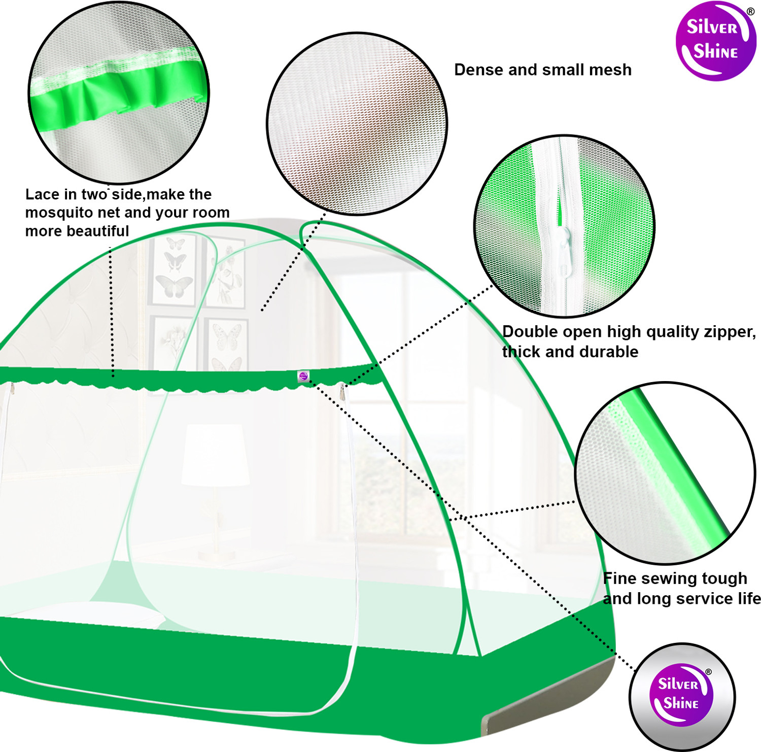 Image of ShreejiHuf Foldable Polyester Adults SINGLE BED Tent Washable Mosquito Net Polyester Washable Adults Mosquito Net