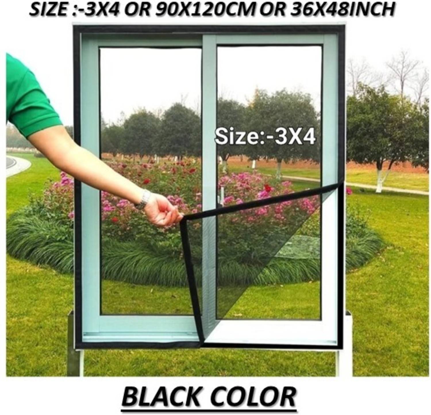 BLEMY NET/FLIP/3X4/COLOUR/BLACK/BLEMY_13 HDPE - High Density Poly Ethylene Washable Adults Mosquito Net