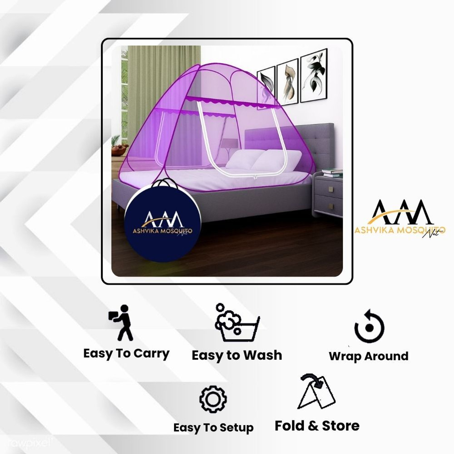 Image of Ashvika mosquitoNet Double bed size 6x6 6.5x6.5 7x7 ft Polyester Adults Mosquito Net