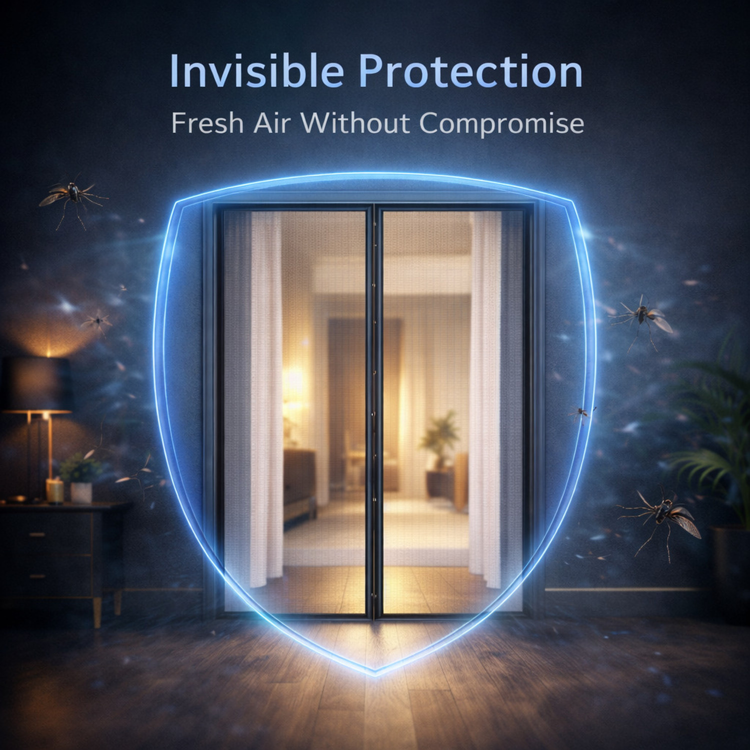 Image of OneNest (200*100 cm) Auto Close door curtain with magnet Polyester Washable Adults Mosquito Net