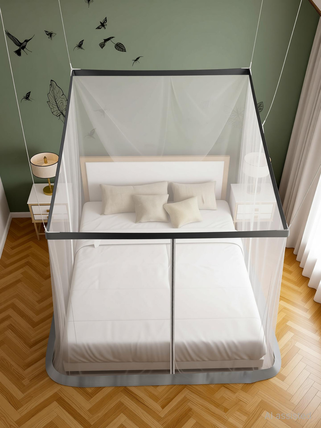 Image of Lifekrafts Polycotton Mosquito Net, Two-Way Zippers, Premium for Indoor /Outdoor Use Polyester Washable Adults Mosquito Net