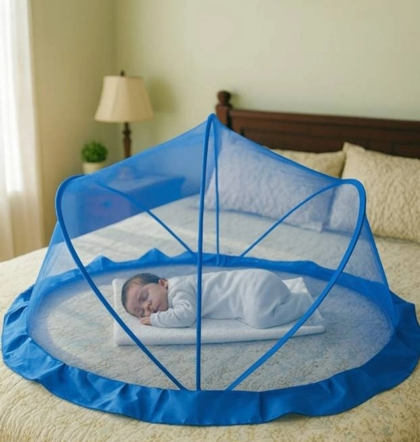 Image of TONY STARK Baby tent mosquito net and very unique product and premium quality blue Polyester Washable Infants Mosquito Net