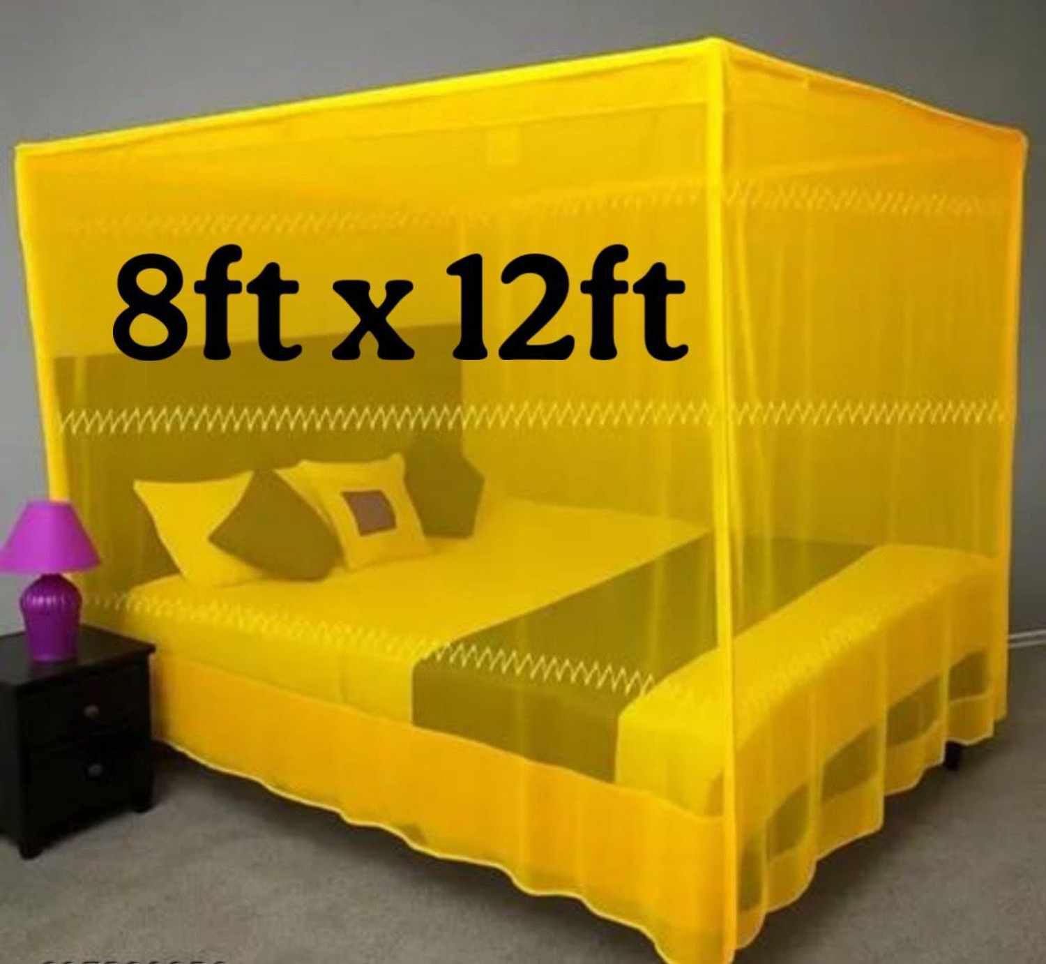 Image of Munshi 907 YELLOW 8FT X 12FT SOFT AND PREMIUM QUALITY Cotton Washable Adults Mosquito Net