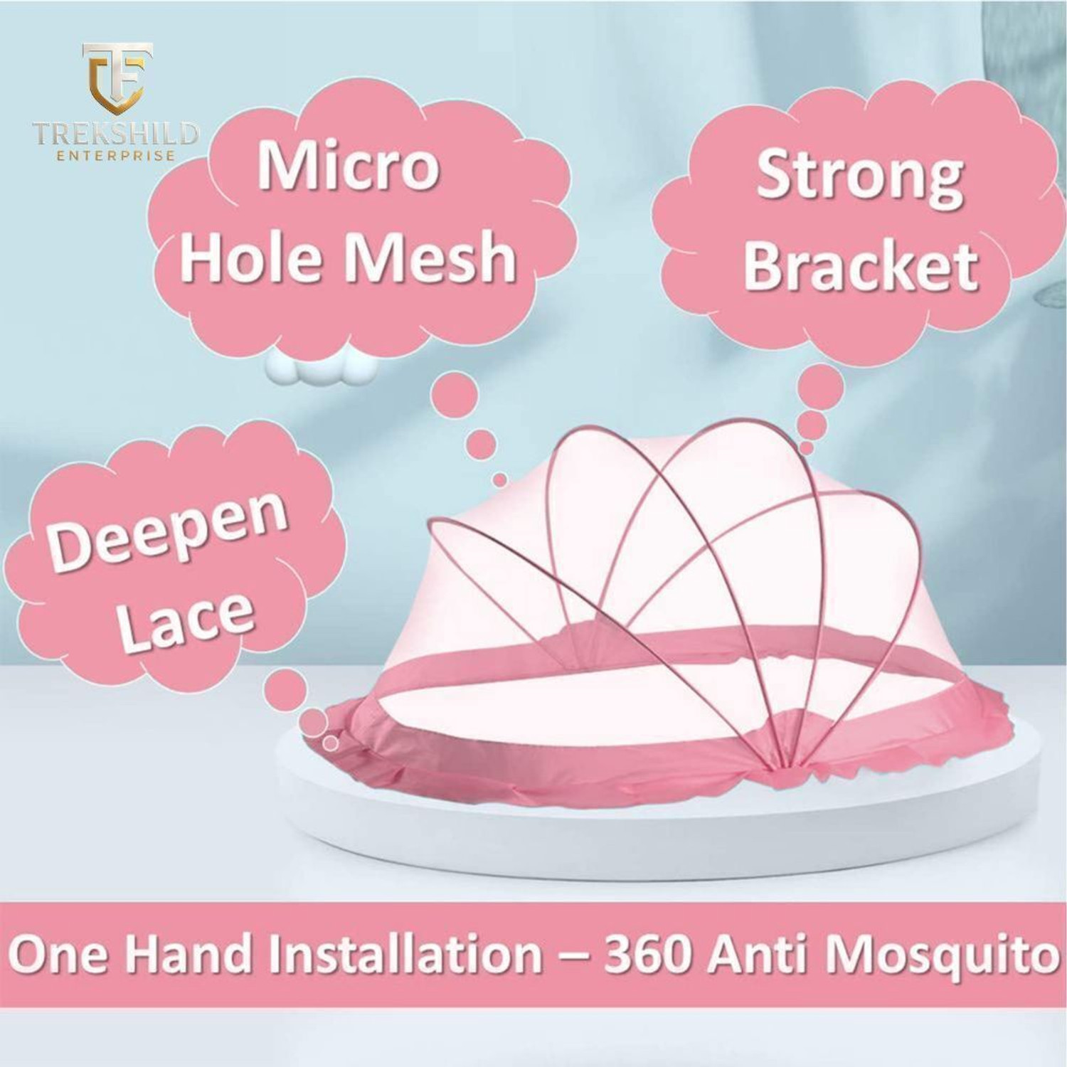 Image of trekshild enterprise Baby Folding Crib Cotton Washable Infants Mosquito Net