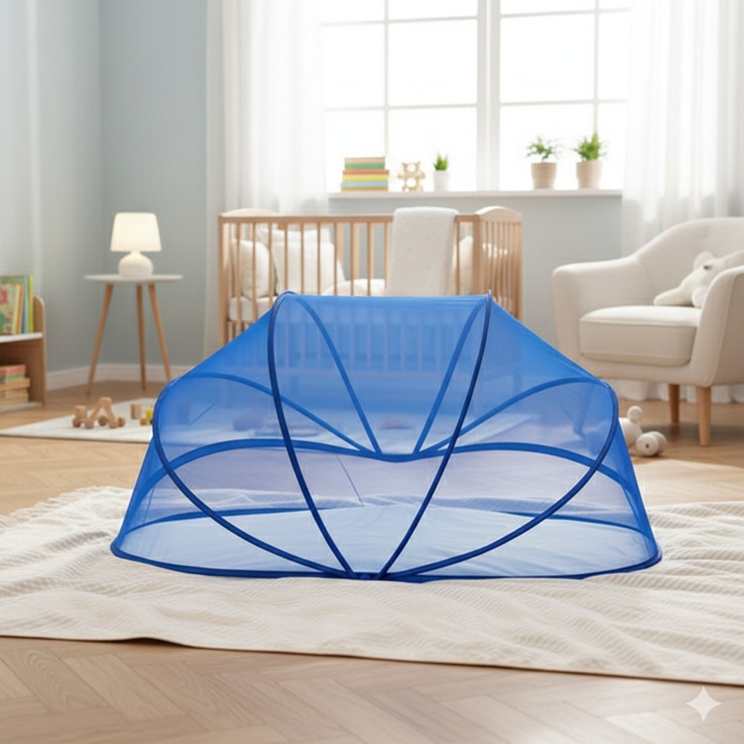 Image of SB CARE Mosquito net baby folding esay color blue size. 0 to24 month HDPE - High Density Poly Ethylene Washable Kids Mosquito Net