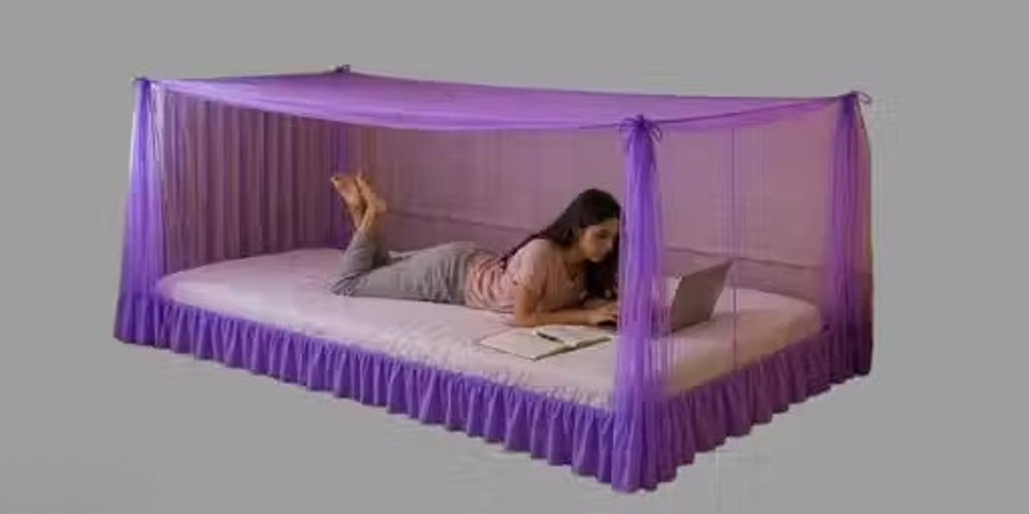 Image of Pappu Industry Foldable Mosquito Net for Single Bed with Frill Border Protection 3*6 Polyester Washable Adults Mosquito Net