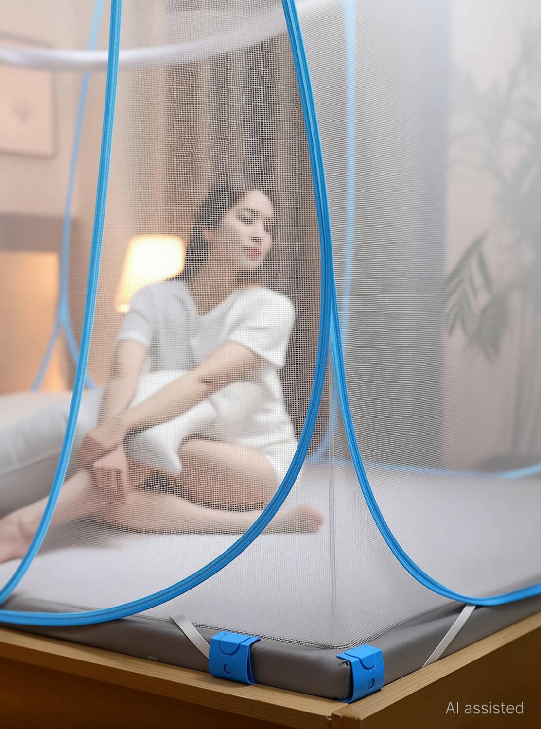 Aetrius Polyester Adults Mosquito Net, Foldable Nets for Double Bed Polyester Washable Adults Mosquito Net