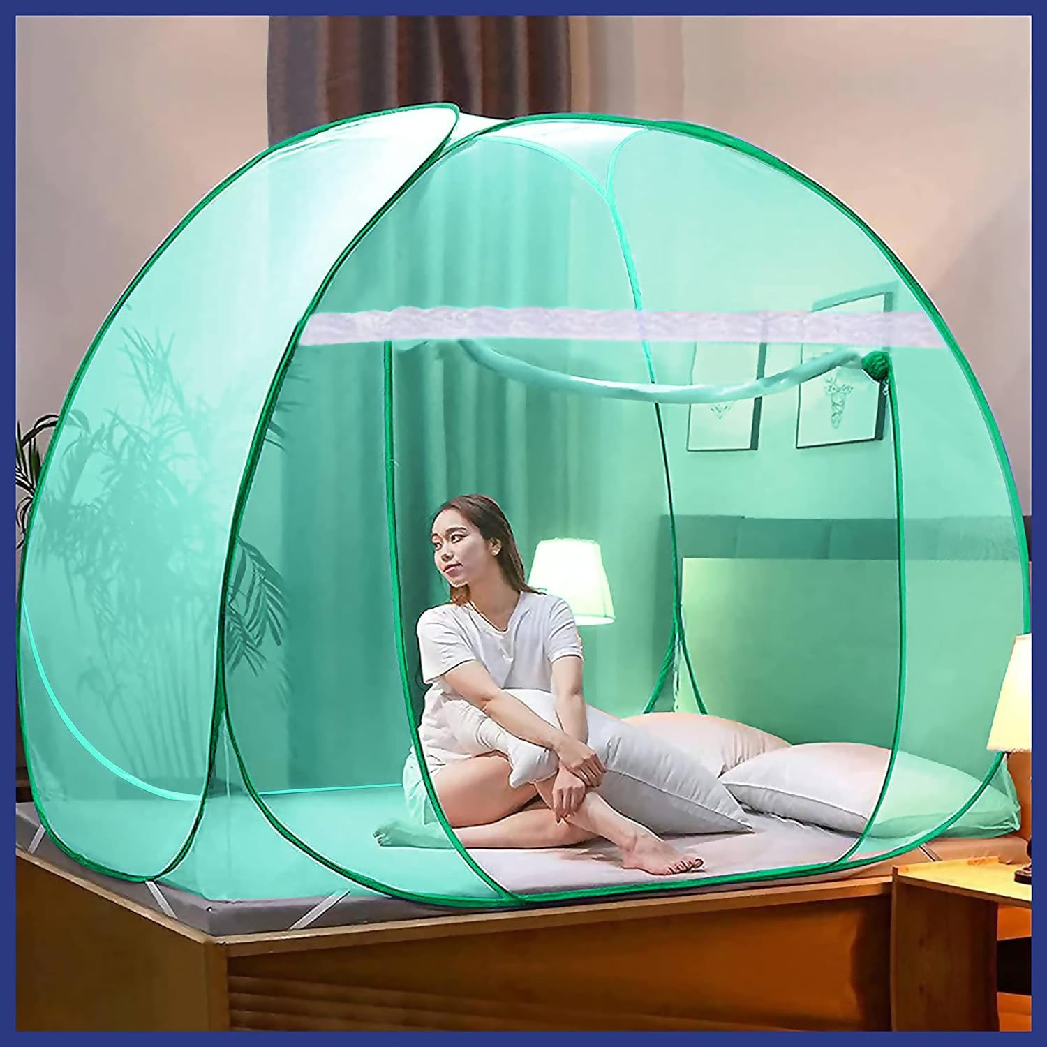 Image of looknchoice Foldable Free Saviours With Colourfull Ployster Fabric Polyester Washable Adults Mosquito Net
